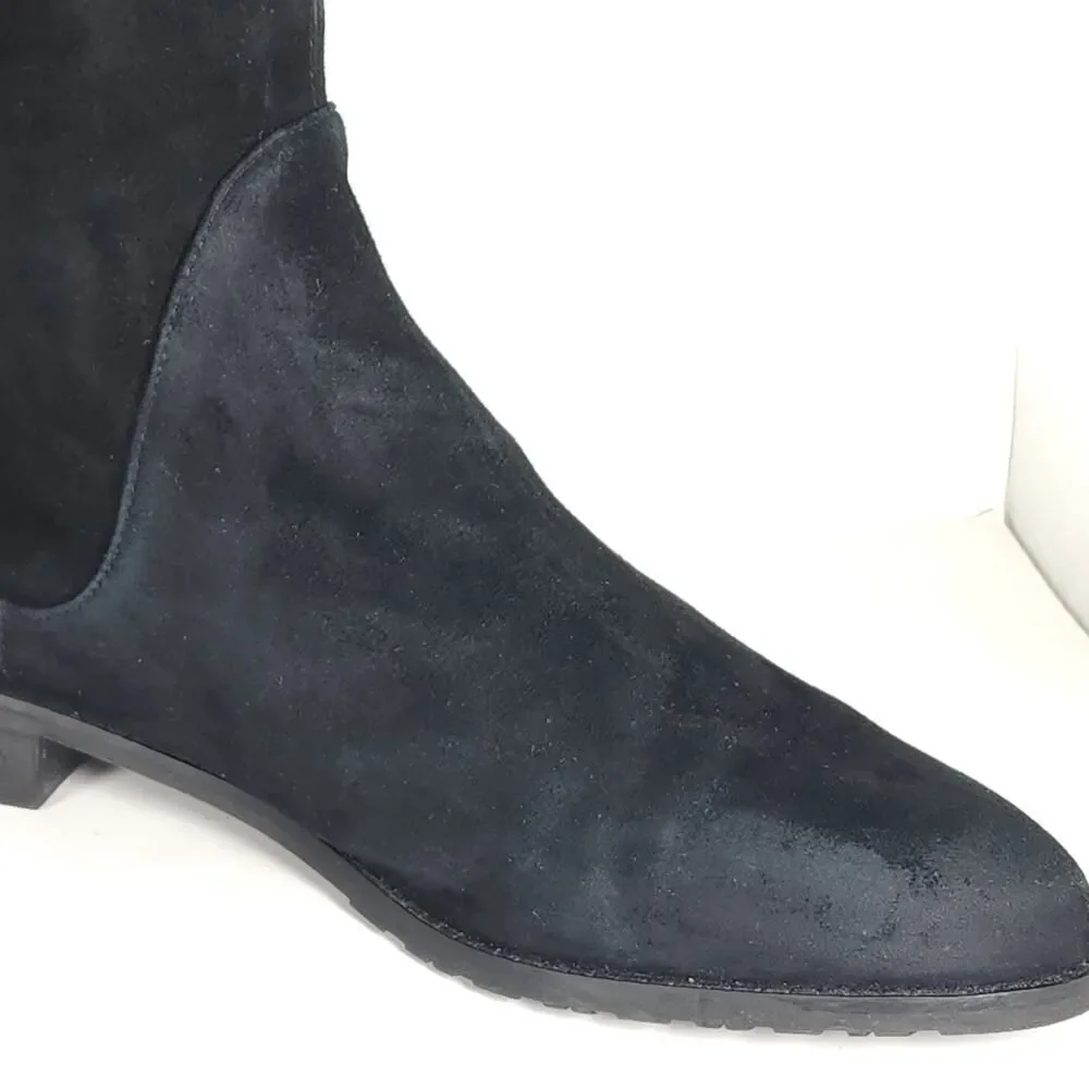 Stuart Weitzman Women's Lilene US 9 Black Suede Stretch Pull On Knee High Boots
